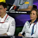 Toto Wolff (AUT) Mercedes AMG F1 Director of Motorsport and Claire Williams (GBR) Williams Deputy Team Principal in the Press Conference at Formula One World Championship, Rd8, European Grand Prix, Practice, Baku City Circuit, Baku, Azerbaijan, Friday 17 June 2016. © Sutton Images