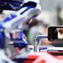 SOCHI AUTODROM, RUSSIAN FEDERATION - SEPTEMBER 28: Pierre Gasly, Scuderia Toro Rosso STR13 mirror reflection during the Russian GP at Sochi Autodrom on September 28, 2018 in Sochi Autodrom, Russian Federation. (Photo by Mark Sutton / Sutton Images)