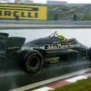 Ayrton Senna (BRA) Lotus 97T dominated the race in appalling conditions to claim his first Grand Prix victory. 
Portuguese Grand Prix, Estoril, 21 April 1985.
 © Sutton Motorsport Images
