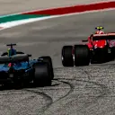 CIRCUIT OF THE AMERICAS, UNITED STATES OF AMERICA - OCTOBER 21: Kimi Raikkonen, Ferrari SF71H, leads Lewis Hamilton, Mercedes AMG F1 W09 EQ Power+ during the United States GP at Circuit of the Americas on October 21, 2018 in Circuit of the Americas, United States of America. (Photo by Glenn Dunbar)