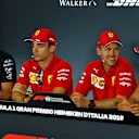 (L to R): Pierre Gasly (FRA) Scuderia Toro Rosso; Charles Leclerc (MON) Ferrari; Sebastian Vettel (GER) Ferrari; and Antonio Giovinazzi (ITA) Alfa Romeo Racing, in the FIA Press Conference.
05.09.2019. Formula 1 World Championship, Rd 14, Italian Grand Prix, Monza, Italy, Preparation Day.
- www.xpbimages.com, EMail: requests@xpbimages.com - copy of publication required for printed pictures. Every used picture is fee-liable. © Copyright: Moy / XPB Images