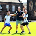 Joel Selwood (AUS) AFL Player with Felipe Massa (BRA) Williams and Valtteri Bottas (FIN) Williams at an Aussie Rules skills session at Formula One World Championship, Rd1, Australian Grand Prix, Preparations, Albert Park, Melbourne, Australia, Wednesday 11  March 2015. © Sutton Motorsport Images