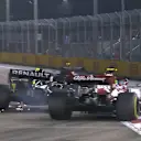 Singapore GP: Ricciardo and Giovinazzi collide in fight for P7
