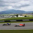 Felipe Nasr (BRA) Sauber C34 and Roberto Merhi (ESP) Manor GP at Formula One World Championship, Rd8, Austrian Grand Prix, Practice, Spielberg, Austria, Friday 19 June 2015. © Sutton Motorsport Images