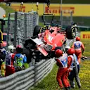 The crashed car of Kimi Raikkonen (FIN) Ferrari SF15-T at Formula One World Championship, Rd8, Austrian Grand Prix, Race, Spielberg, Austria, Sunday 21 June 2015. © Sutton Motorsport Images