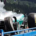 The car of Nico Rosberg (GER) Mercedes AMG F1 W06 is recovered after suffering a Pirelli tyre blow out in FP2 at Formula One World Championship, Rd11, Belgian Grand Prix, Practice, Spa Francorchamps, Belgium, Friday 21 August 2015. © Sutton Motorsport Images