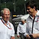 Dr Helmut Marko (AUT) Red Bull Motorsport Consultant and Toto Wolff (AUT) Mercedes AMG F1 Director of Motorsport at Formula One World Championship, Rd11, Belgian Grand Prix, Qualifying, Spa Francorchamps, Belgium, Saturday 22 August 2015. © Sutton Motorsport Images