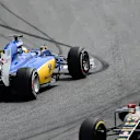 Marcus Ericsson (SWE) Sauber C34 spins after coming together with Pastor Maldonado (VEN) Lotus E23 Hybrid at Formula One World Championship, Rd18, Brazilian Grand Prix, Race, Interlagos, Sao Paulo, Brazil, Sunday 15 November 2015. © Sutton Motorsport Images