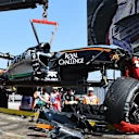 The crashed car of Sergio Perez (MEX) Force India VJM08 is recovered after rolling in FP1 at Formula One World Championship, Rd10, Hungarian Grand Prix, Practice, Hungaroring, Hungary, Friday 24 July 2015. © Sutton Motorsport Images