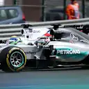 Lewis Hamilton (GBR) Mercedes AMG F1 W06 battles with Felipe Massa (BRA) Williams FW37 at Formula One World Championship, Rd10, Hungarian Grand Prix, Race, Hungaroring, Hungary, Sunday 26 July 2015. © Sutton Motorsport Images