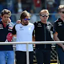 Roberto Merhi (ESP) Manor GP, Carlos Sainz jr (ESP) Scuderia Toro Rosso , Fernando Alonso (ESP) McLaren, Nico Rosberg (GER) Mercedes AMG F1, Nico Hulkenberg (GER) Force India F1 and Felipe Massa (BRA) Williams during the drivers parade at Formula One World Championship, Rd12, Italian Grand Prix, Race, Monza, Italy, Sunday 6  September 2015. © Sutton Motorsport Images