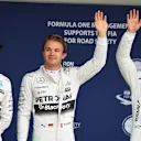 (L to R): Lewis Hamilton (GBR) Mercedes AMG F1, pole sitter Nico Rosberg (GER) Mercedes AMG F1 and Valtteri Bottas (FIN) Williams celebrate in parc ferme at Formula One World Championship, Rd14, Japanese Grand Prix, Qualifying, Suzuka, Japan, Saturday 26 September 2015. © Sutton Motorsport Images