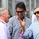 Aguri Suzuki (JPN) and Hiroshi Yasukawa (JPN) Ex-Bridgestone Director of Motorsport talks with Johnny Herbert (GBR) Sky TV at Formula One World Championship, Rd14, Japanese Grand Prix, Race, Suzuka, Japan, Sunday 27 September 2015. © Sutton Motorsport Images
