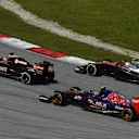 Carlos Sainz jr (ESP) Scuderia Toro Rosso STR10, Romain Grosjean (FRA) Lotus E23 Hybrid and Jenson Button (GBR) McLaren MP4-30 at Formula One World Championship, Rd2, Malaysian Grand Prix, Race, Sepang, Malaysia, Sunday 29 March 2015. © Sutton Motorsport Images