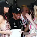 Lewis Hamilton (GBR) Mercedes AMG F1 with Kendall Jenner (USA) and Gigi Hadid (USA) at Formula One World Championship, Rd6, Monaco Grand Prix Race, Monte-Carlo, Monaco, Sunday 24 May 2015. © Sutton Motorsport Images