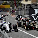 Felipe Massa (BRA) Williams FW37, Romain Grosjean (FRA) Lotus E23 Hybrid and Felipe Nasr (BRA) Sauber C34 battle at the start of the race at Formula One World Championship, Rd6, Monaco Grand Prix Race, Monte-Carlo, Monaco, Sunday 24 May 2015. © Sutton Motorsport Images