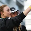 Ingrid Olerinskaya (RUS) Actress and Adelina Sotnikova (RUS) Olympic Fgure Skater at Formula One World Championship, Rd15, Russian Grand Prix, Race, Sochi Autodrom, Sochi, Krasnodar Krai, Russia, Sunday 11 October 2015. © Sutton Motorsport Images