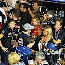 Carlos Sainz (ESP) Scuderia Toro Rosso and Max Verstappen (NDL) Scuderia Toro Rosso talk with the media at Formula One World Championship, Rd13, Singapore Grand Prix, Qualifying, Marina Bay Street Circuit, Singapore, Saturday 19  September 2015. © Sutton Motorsport Images