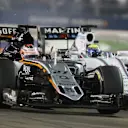 Nico Hulkenberg (GER) Force India VJM08 and Felipe Massa (BRA) Williams FW37 crash at Formula One World Championship, Rd13, Singapore Grand Prix, Race, Marina Bay Street Circuit, Singapore, Sunday 20 September 2015. © Sutton Motorsport Images