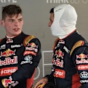 Max Verstappen (NDL) Scuderia Toro Rosso and Carlos Sainz jr (ESP) Scuderia Toro Rosso in parc ferme at Formula One World Championship, Rd5, Spanish Grand Prix Qualifying, Barcelona, Spain, Saturday 9 May 2015. © Sutton Motorsport Images