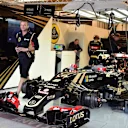 The car of Romain Grosjean (FRA) Lotus E23 Hybrid in the garage at Formula One World Championship, Rd16, United States  Grand Prix, Qualifying, Austin, Texas, USA, Saturday 24 October 2015. © Sutton Motorsport Images