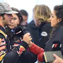Carlos Sainz jr (ESP) Scuderia Toro Rosso talks with the media at Formula One World Championship, Rd16, United States  Grand Prix, Qualifying, Austin, Texas, USA, Sunday 25 October 2015. © Sutton Motorsport Images