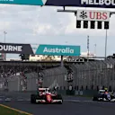 Third placed Sebastian Vettel (GER) Ferrari SF16-H tcrosses the line and takes the chequered flag at Formula One World Championship, Rd1, Australian Grand Prix, Race, Albert Park, Melbourne, Australia, Sunday 20 March 2016. © Sutton Motorsport Images