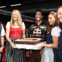 Daniel Ricciardo (AUS) Red Bull Racing celebrates his Birthday with Christian Horner (GBR) Red Bull Racing Team Principal and Dr Helmut Marko (AUT) Red Bull Motorsport Consultant  at Formula One World Championship, Rd9, Austrian Grand Prix, Practice, Spielberg, Austria, Friday 1 July 2016. © Sutton Images