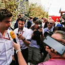 Toto Wolff (AUT) Mercedes AMG F1 Director of Motorsport talks with the media at Formula One World Championship, Rd2, Bahrain Grand Prix Race, Bahrain International Circuit, Sakhir, Bahrain, Sunday 3 April 2016. © Sutton Motorsport Images