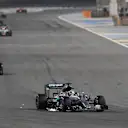 Lewis Hamilton (GBR) Mercedes-Benz F1 W07 Hybrid with damage sparks at Formula One World Championship, Rd2, Bahrain Grand Prix Race, Bahrain International Circuit, Sakhir, Bahrain, Sunday 3 April 2016. © Sutton Motorsport Images