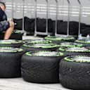 Red Bull Racing mechanic and Pirelli tyres at Formula One World Championship, Rd2, Bahrain Grand Prix Preparations, Bahrain International Circuit, Sakhir, Bahrain, Thursday 31 March 2016. © Sutton Motorsport Images
