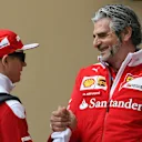 Kimi Raikkonen (FIN) Ferrari and Maurizio Arrivabene (ITA) Ferrari Team Principal at Formula One World Championship, Rd2, Bahrain Grand Prix Preparations, Bahrain International Circuit, Sakhir, Bahrain, Thursday 31 March 2016. © Sutton Motorsport Images