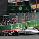 Sebastian Vettel (GER) Ferrari SF16-H and Valtteri Bottas (FIN) Williams FW38 battle at the restart at Formula One World Championship, Rd13, Belgian Grand Prix, Race, Spa Francorchamps, Belgium, Sunday 28 August 2016. © Sutton Images