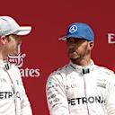 Race winner Lewis Hamilton (GBR) Mercedes AMG F1 and Nico Rosberg (GER) Mercedes AMG F1 on the podium at Formula One World Championship, Rd10, British Grand Prix, Race, Silverstone, England, Sunday 10 July 2016. © Sutton Images