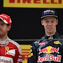 Sebastian Vettel (GER) Ferrari and Daniil Kvyat (RUS) Red Bull Racing on the podium at Formula One World Championship, Rd3, Chinese Grand Prix, Race, Shanghai, China, Sunday 17 April 2016. © Sutton Motorsport Images
