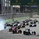 Nico Rosberg (GER) Mercedes-Benz F1 W07 Hybrid leads at the start of the race at the start of the race at Formula One World Championship, Rd8, European Grand Prix, Race, Baku City Circuit, Baku, Azerbaijan, Sunday 19 June 2016. © Sutton Images