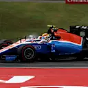 Pascal Wehrlein (GER) Manor Racing MRT05 and Rio Haryanto (IDN) Manor Racing MRT05 collide at the start of the race at Formula One World Championship, Rd12, German Grand Prix, Race, Hockenheim, Germany, Sunday 31 July 2016. © Sutton Images