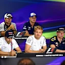 (L to R): Carlos Sainz jr (ESP) Scuderia Toro Rosso, Sergio Perez (MEX) Force India, Marcus Ericsson (SWE) Sauber, Felipe Massa (BRA) Williams, Nico Rosberg (GER) Mercedes AMG F1 and Max Verstappen (NED) Red Bull Racing in the Press Conference at Formula One World Championship, Rd11, Preparations, Hungaroring, Hungary, Thursday 21 July 2016. © Sutton Images