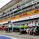 Lewis Hamilton (GBR) Mercedes AMG F1 celebrates with the team at Formula One World Championship, Rd14, Italian Grand Prix, Race, Monza, Italy, Sunday 4 September 2016. © Sutton Images