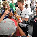 Jenson Button (GBR) McLaren celebrates his 300th Grand Prix with Daniel Ricciardo (AUS) Red Bull Racing, Sergio Perez (MEX) Force India, Daniil Kvyat (RUS) Scuderia Toro Rosso and Marcus Ericsson (SWE) Sauber at Formula One World Championship, Rd16, Malaysian Grand Prix, Practice, Sepang, Malaysia, Friday 30 September 2016. © Sutton Images