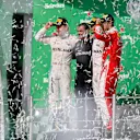 (L to R): Nico Rosberg (GER) Mercedes AMG F1,Tom Walton (GBR) Mercedes AMG F1 Engineer, Lewis Hamilton (GBR) Mercedes AMG F1 and Sebastian Vettel (GER) Ferrari celebrate on the podium at Formula One World Championship, Rd19, Mexican Grand Prix, Race, Circuit Hermanos Rodriguez, Mexico City, Mexico, Sunday 30 October 2016. © Sutton Images