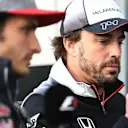 Carlos Sainz jr (ESP) Scuderia Toro Rosso and Fernando Alonso (ESP) McLaren at Formula One World Championship, Rd4, Russian Grand Prix, Preparations, Sochi Autodrom, Sochi, Krasnodar Krai, Russia, Thursday 28 April 2016. © Sutton Motorsport Images
