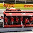 Sebastian Vettel (GER) Ferrari SF16-H passes the Ferrari pit wall gantry at Formula One World Championship, Rd5, Spanish Grand Prix, Qualifying, Barcelona, Spain, Saturday 14 May 2016. © Sutton Motorsport Images