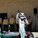 Pole sitter Lewis Hamilton (GBR) Mercedes AMG F1 celebrates in parc ferme at Formula One World Championship, Rd18, United States Grand Prix, Qualifying, Circuit of the Americas, Austin, Texas, USA, Saturday 22 October 2016. © Sutton Images