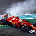 Sebastian Vettel (GER) Ferrari SF70-H celebrates and performs donuts in parc ferme at Formula One World Championship, Rd20, Abu Dhabi Grand Prix, Race, Yas Marina Circuit, Abu Dhabi, UAE, Sunday 26 November 2017. © Lionel Ng/Sutton Images