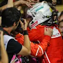 Sebastian Vettel (GER) Ferrari celebrates in parc ferme at Formula One World Championship, Rd20, Abu Dhabi Grand Prix, Race, Yas Marina Circuit, Abu Dhabi, UAE, Sunday 26 November 2017. © Kym Illman/Sutton Images