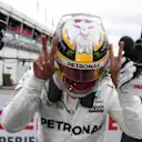 Pole sitter Lewis Hamilton (GBR) Mercedes AMG F1 celebrates in parc ferme at Formula One World Championship, Rd1, Australian Grand Prix, Qualifying, Albert Park, Melbourne, Australia, Saturday 25 March 2017. © Sutton Motorsport Images