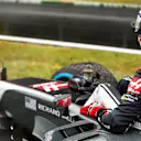 Romain Grosjean (FRA) Haas VF-17 crashed in Q1 at Formula One World Championship, Rd13, Italian Grand Prix, Qualifying, Monza, Italy, Saturday 2 September 2017. © Sutton Images