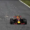 Max Verstappen (NED) Red Bull Racing RB13 with front puncture at Formula One World Championship, Rd13, Italian Grand Prix, Race, Monza, Italy, Sunday 3 September 2017. © Sutton Images