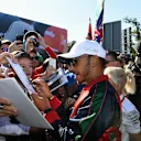 Lewis Hamilton (GBR) Mercedes AMG F1 signs autographs for the fans at Formula One World Championship, Rd13, Italian Grand Prix, Qualifying, Monza, Italy, Sunday 3 September 2017. © Sutton Images